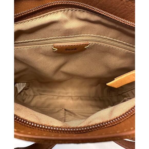 The Sak Women's De Young Small Leather Crossbody BagColor:Tobacco Floral Emboss - Picture 8 of 10